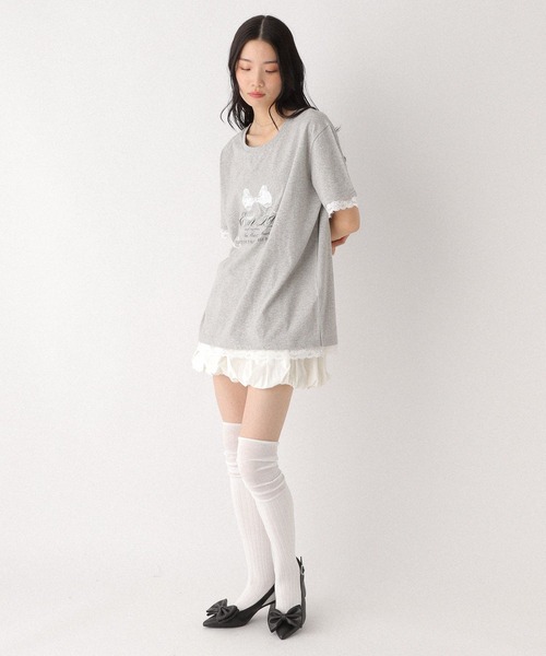 Heather（ヘザー）の「フロントリボンレースTEE　491042（Tシャツ/カットソー・レディース・スミクロ/オフホワイト/グレー・FREE）」の14枚目の写真