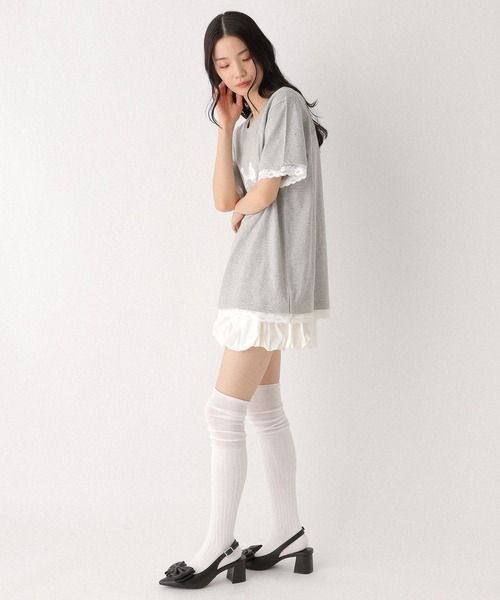 Heather（ヘザー）の「フロントリボンレースTEE　491042（Tシャツ/カットソー・レディース・スミクロ/オフホワイト/グレー・FREE）」の15枚目の写真