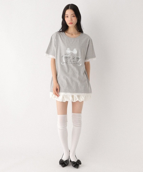 Heather（ヘザー）の「フロントリボンレースTEE　491042（Tシャツ/カットソー・レディース・スミクロ/オフホワイト/グレー・FREE）」の17枚目の写真