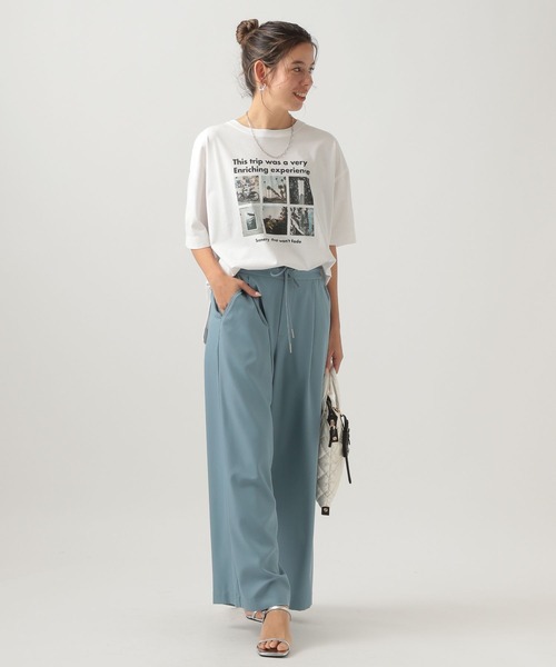 BAYFLOW（ベイフロー）の「フォトプリントワイドＴ（Tシャツ/カットソー・レディース・ラベンダー/ホワイト/グレイッシュベージュ/ブルー/オフホワイト・FREE）」の14枚目の写真