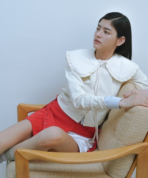 clor(クロル)の「COTTON ESSENTIAL CARDIGAN(カーディガン/ボレロ・レディース・アイボリー/オリーブ/グレー/レッド/スカイブルー/ブラック・S/M)」の9枚目の写真