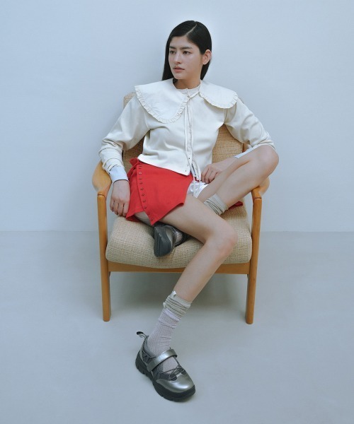 clor(クロル)の「COTTON ESSENTIAL CARDIGAN(カーディガン/ボレロ・レディース・アイボリー/オリーブ/グレー/レッド/スカイブルー/ブラック・S/M)」の10枚目の写真