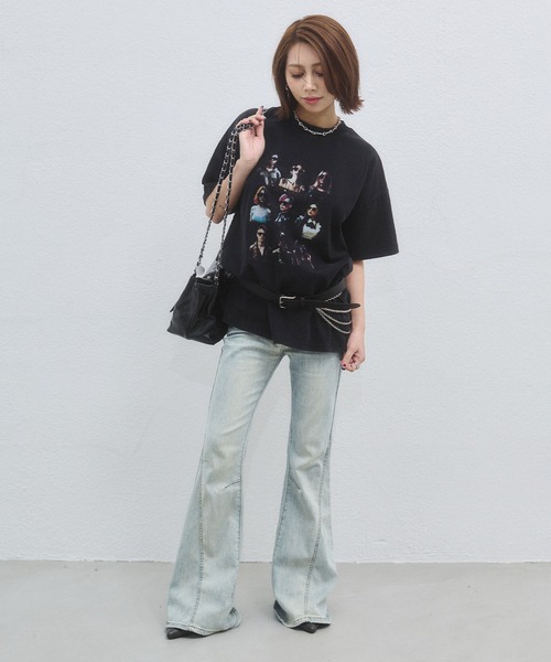 ENVYM(アンビー)の「スウィッチングストレッチフレアデニムパンツ(デニムパンツ・レディース・ブラック/サックスブルー・SMALL/MEDIUM)」の9枚目の写真