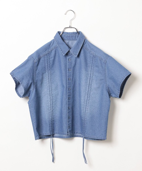 PAGEBOY(ページボーイ)の「ドロストデニムショートシャツ(シャツ/ブラウス・レディース・ブルー/ブラック・FREE)」の18枚目の写真