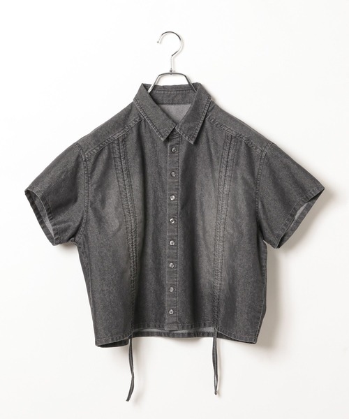 PAGEBOY(ページボーイ)の「ドロストデニムショートシャツ(シャツ/ブラウス・レディース・ブルー/ブラック・FREE)」の20枚目の写真