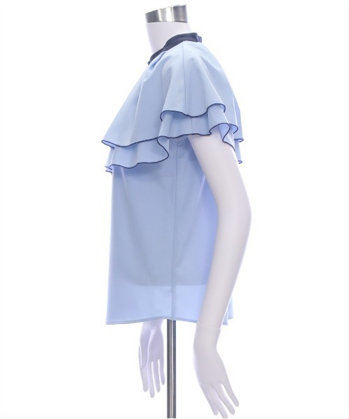 CLEAR BASIC（クリアベーシック）の「ダブルケープ配色ブラウス[オフィスカジュアル 着回し抜群 大人]≪SS新作≫（シャツ/ブラウス・レディース・ネイビー/オフホワイト/サックスブルー・F）」の15枚目の写真