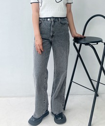 AS KNOW AS plus | ●ダブルボタンアレンジ ワイドストレートデニムパンツ(デニムパンツ)