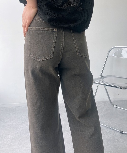 AS KNOW AS plus（アズノゥアズプラス）の「●ダブルボタンアレンジ ワイドストレートデニムパンツ（デニムパンツ・レディース・ブラック系その他/ブラック系/ブルー系その他/サックスブルー系・FREE）」の20枚目の写真