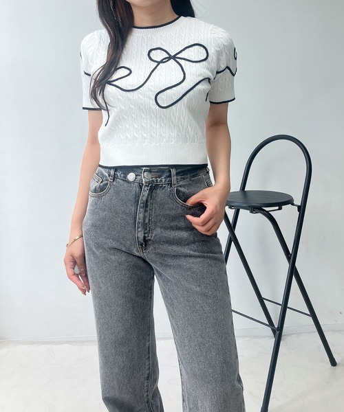 AS KNOW AS plus（アズノゥアズプラス）の「●ダブルボタンアレンジ ワイドストレートデニムパンツ（デニムパンツ・レディース・ブラック系その他/ブラック系/ブルー系その他/サックスブルー系・FREE）」の6枚目の写真