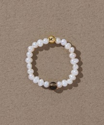 JUPITER（ジュピター）の「淡水パール×天然石リング/ゴム仕様/金属アレルギー対応/ニッケルフリー<動画あり>（リング）」