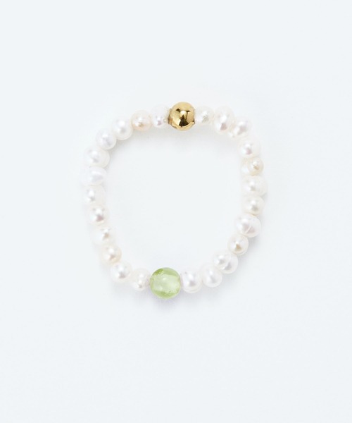 JUPITER(ジュピター)の「淡水パール×天然石リング/ゴム仕様/金属アレルギー対応/ニッケルフリー<動画あり>(リング・レディース・グレー/ブラウン/グリーン/ピンク/パープル・FREE)」の17枚目の写真