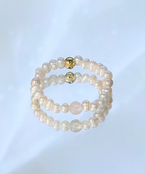 JUPITER(ジュピター)の「淡水パール×天然石リング/ゴム仕様/金属アレルギー対応/ニッケルフリー<動画あり>(リング・レディース・グレー/ブラウン/グリーン/ピンク/パープル・FREE)」の22枚目の写真