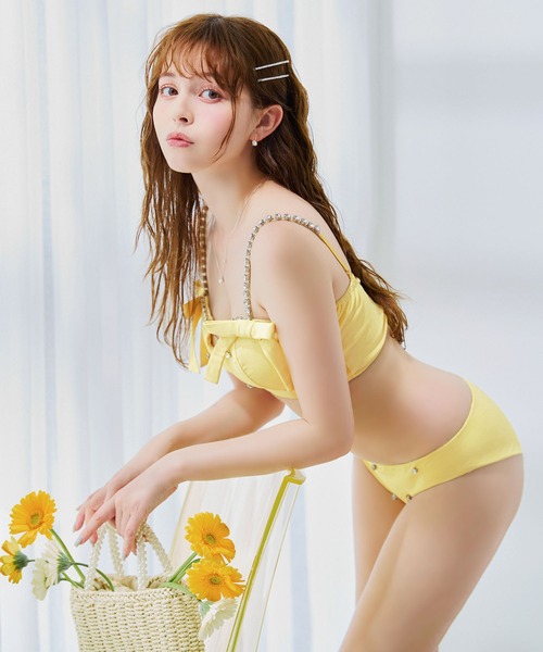 サイドリボンビジュースタッズビキニ 2点セット サイドリボンビジュースタッズビキニ2点セット 【ビキニ】【水着