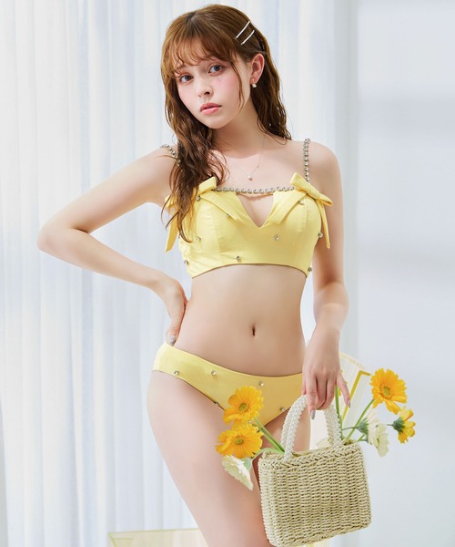 ※即日発送！※サイドリボンビジュースタッズビキニ2点セット 【ビキニ】【水着】 サイドリボンビジュースタッズビキニ2点セット 【ビキニ】【水着