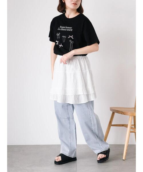 Samansa Mos2(サマンサ モスモス)の「レースティアード2WAYスカート(スカート・レディース・ブラック/オフホワイト・F)」の19枚目の写真