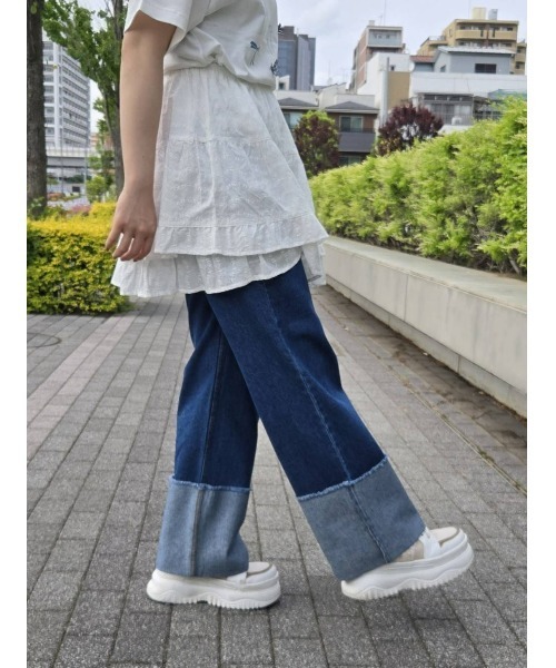 Samansa Mos2(サマンサ モスモス)の「レースティアード2WAYスカート(スカート・レディース・ブラック/オフホワイト・F)」の4枚目の写真