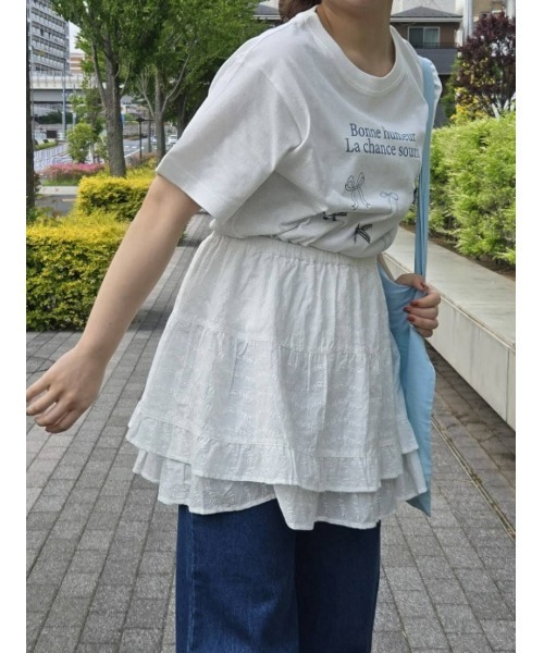 Samansa Mos2(サマンサ モスモス)の「レースティアード2WAYスカート(スカート・レディース・ブラック/オフホワイト・F)」の5枚目の写真