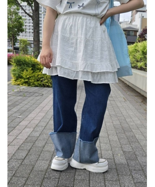 Samansa Mos2(サマンサ モスモス)の「レースティアード2WAYスカート(スカート・レディース・ブラック/オフホワイト・F)」の8枚目の写真