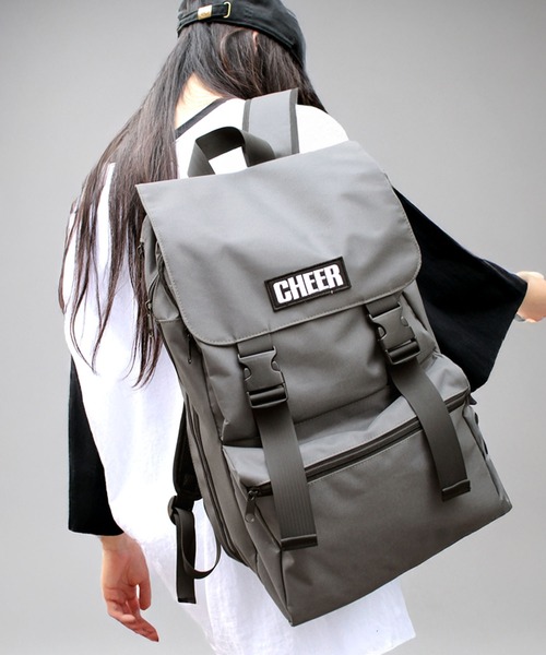 CHEER（チアー）の「サイドラインキャンバスフラップスクエアリュック（バックパック/リュック・レディース・グレー/ブラック/ホワイト・ONESIZE）」の5枚目の写真