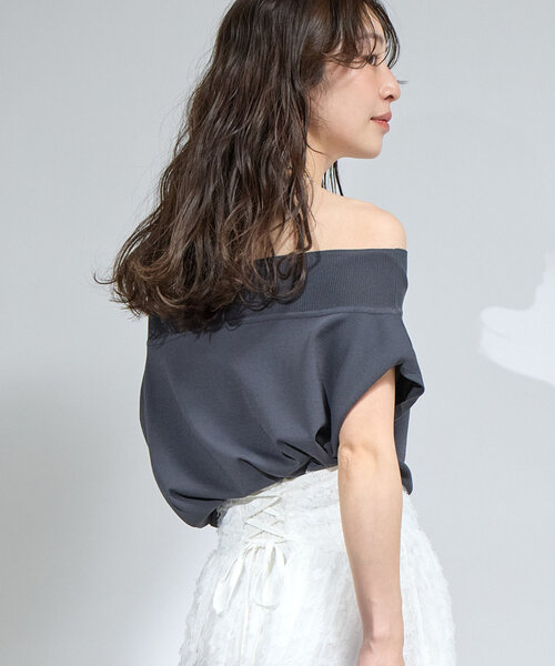 ラブティックボンボン クールタッチUVオフショルフレンチニット