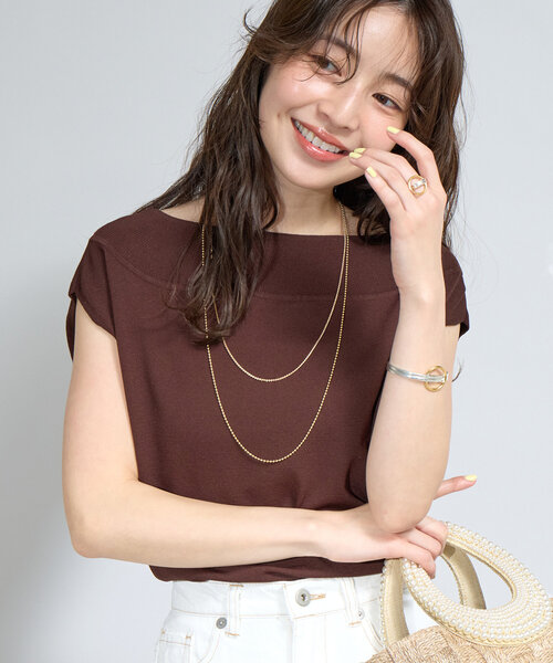La boutique BonBon　クールタッチUVオフショルフレンチニット 最強美人見え】クールタッチUVオフショルフレンチニット（ニット