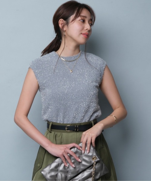 新品✨CADUNE リボン ニット ノースリニット　ブラック　ジャスグリッティー 新品✨CADUNE リボン ニット ノースリニット ブラック ジャス