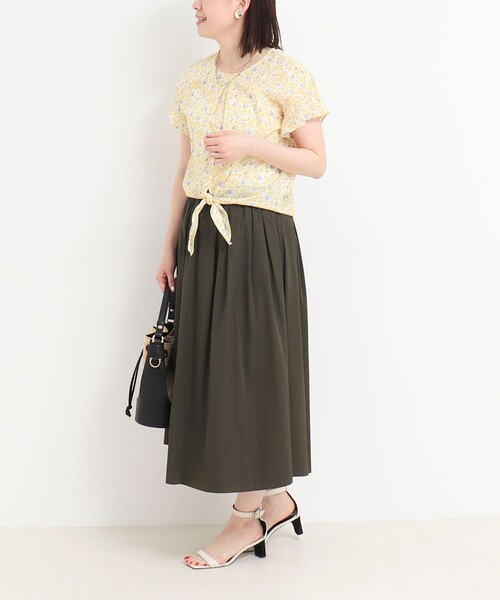 NOLLEY'S LIGHT(ノーリーズライト)の「コットンローンプリントフロントリボンブラウス(シャツ/ブラウス・レディース・グリーン系その他3/イエロー系その他・38)」の7枚目の写真