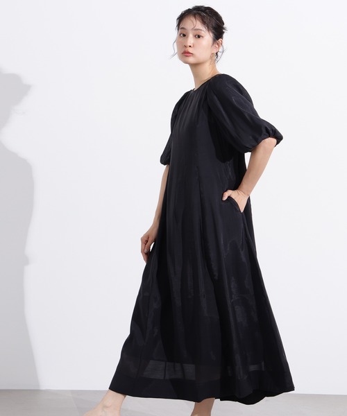 N.（N. Natural Beauty Basic）（エヌエヌナチュラルビューティーベーシック）の「【PS/低身長サイズ】シアーパフスリーブワンピース（ワンピース・レディース・ブラウン/ピンク/ブラック・MEDIUM/P/S）」の4枚目の写真