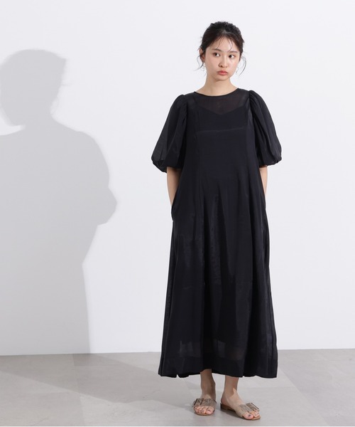 N.（N. Natural Beauty Basic）（エヌエヌナチュラルビューティーベーシック）の「【PS/低身長サイズ】シアーパフスリーブワンピース（ワンピース・レディース・ブラウン/ピンク/ブラック・MEDIUM/P/S）」の7枚目の写真