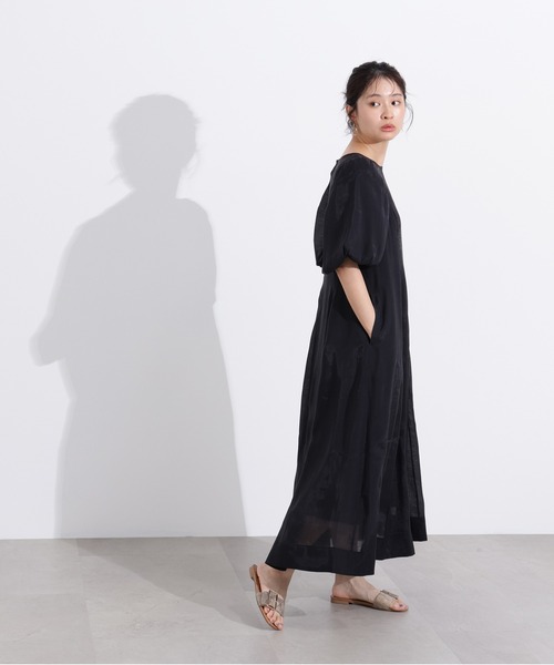 N.（N. Natural Beauty Basic）（エヌエヌナチュラルビューティーベーシック）の「【PS/低身長サイズ】シアーパフスリーブワンピース（ワンピース・レディース・ブラウン/ピンク/ブラック・MEDIUM/P/S）」の8枚目の写真