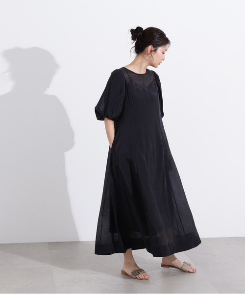 N.（N. Natural Beauty Basic）（エヌエヌナチュラルビューティーベーシック）の「【PS/低身長サイズ】シアーパフスリーブワンピース（ワンピース・レディース・ブラウン/ピンク/ブラック・MEDIUM/P/S）」の9枚目の写真