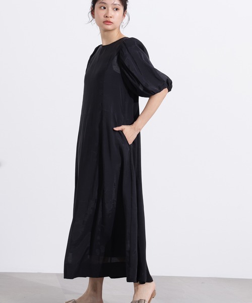 N.（N. Natural Beauty Basic）（エヌエヌナチュラルビューティーベーシック）の「【PS/低身長サイズ】シアーパフスリーブワンピース（ワンピース・レディース・ブラウン/ピンク/ブラック・MEDIUM/P/S）」の12枚目の写真