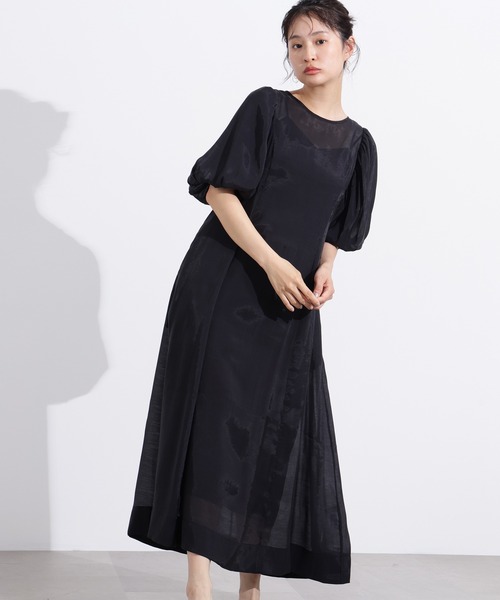 N.（N. Natural Beauty Basic）（エヌエヌナチュラルビューティーベーシック）の「【PS/低身長サイズ】シアーパフスリーブワンピース（ワンピース・レディース・ブラウン/ピンク/ブラック・MEDIUM/P/S）」の13枚目の写真