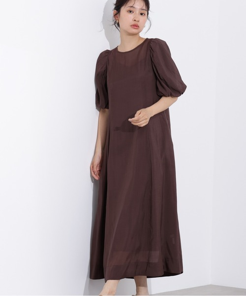 N.（N. Natural Beauty Basic）（エヌエヌナチュラルビューティーベーシック）の「【PS/低身長サイズ】シアーパフスリーブワンピース（ワンピース・レディース・ブラウン/ピンク/ブラック・MEDIUM/P/S）」の15枚目の写真