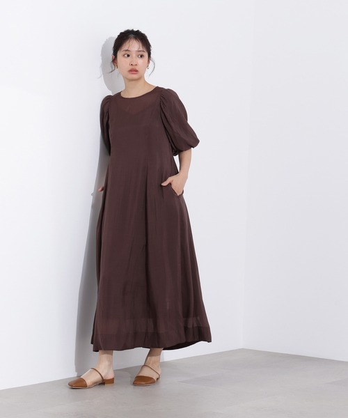 N.（N. Natural Beauty Basic）（エヌエヌナチュラルビューティーベーシック）の「【PS/低身長サイズ】シアーパフスリーブワンピース（ワンピース・レディース・ブラウン/ピンク/ブラック・MEDIUM/P/S）」の19枚目の写真