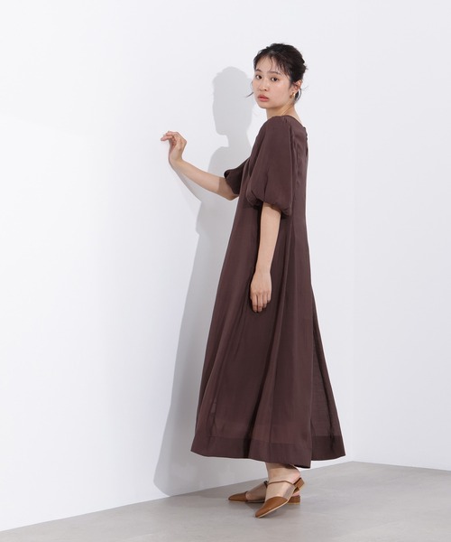 N.（N. Natural Beauty Basic）（エヌエヌナチュラルビューティーベーシック）の「【PS/低身長サイズ】シアーパフスリーブワンピース（ワンピース・レディース・ブラウン/ピンク/ブラック・MEDIUM/P/S）」の20枚目の写真