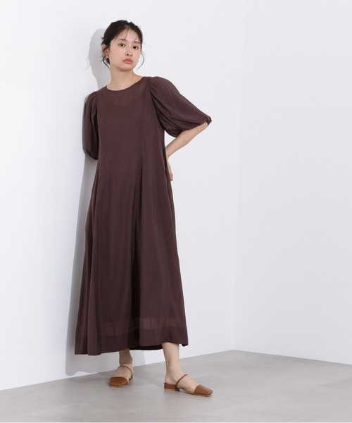 N.（N. Natural Beauty Basic）（エヌエヌナチュラルビューティーベーシック）の「【PS/低身長サイズ】シアーパフスリーブワンピース（ワンピース・レディース・ブラウン/ピンク/ブラック・MEDIUM/P/S）」の21枚目の写真