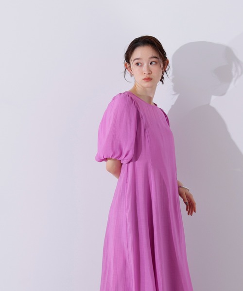 【美品】半額！Doux Avenir  パフスリーブワンピース A/C DESIGN BY ALPHACUBIC｜ダイヤ刺しゅうパフスリーブ