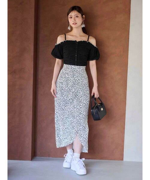 MERCURYDUO（マーキュリーデュオ）の「【WEB限定カラーあり】アシメタックナロースカート（スカート・レディース・ブラウン/ラベンダー/オフホワイト・SMALL/MEDIUM）」の10枚目の写真