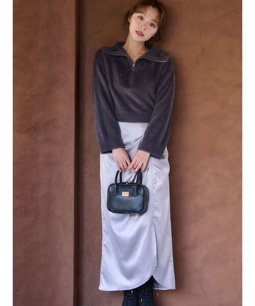 MERCURYDUO（マーキュリーデュオ）の「【WEB限定カラーあり】アシメタックナロースカート（スカート・レディース・ブラウン/ラベンダー/オフホワイト・SMALL/MEDIUM）」の14枚目の写真