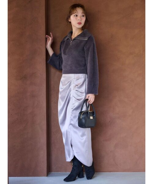 MERCURYDUO（マーキュリーデュオ）の「【WEB限定カラーあり】アシメタックナロースカート（スカート・レディース・ブラウン/ラベンダー/オフホワイト・SMALL/MEDIUM）」の15枚目の写真