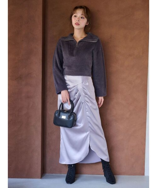 MERCURYDUO（マーキュリーデュオ）の「【WEB限定カラーあり】アシメタックナロースカート（スカート・レディース・ブラウン/ラベンダー/オフホワイト・SMALL/MEDIUM）」の16枚目の写真