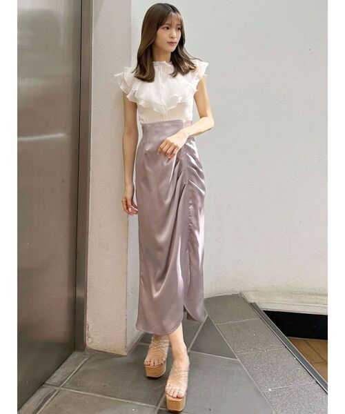 MERCURYDUO（マーキュリーデュオ）の「【WEB限定カラーあり】アシメタックナロースカート（スカート・レディース・ブラウン/ラベンダー/オフホワイト・SMALL/MEDIUM）」の22枚目の写真