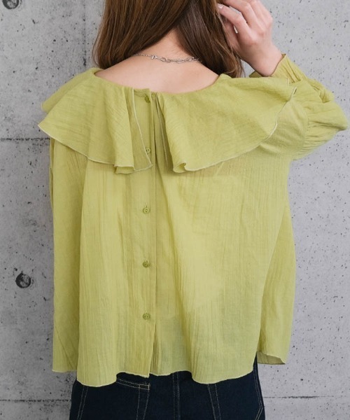 aquagarage（アクアガレージ）の「2wayラッフルフリル襟ブラウス（シャツ/ブラウス・レディース・オフホワイト/ブラック/グリーン系その他・M/L）」の10枚目の写真