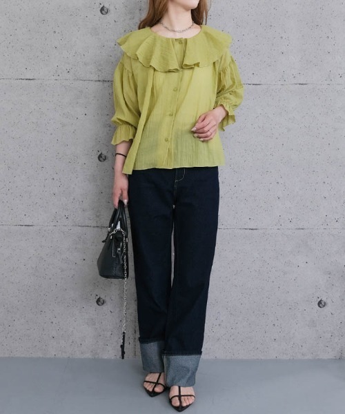 aquagarage（アクアガレージ）の「2wayラッフルフリル襟ブラウス（シャツ/ブラウス・レディース・オフホワイト/ブラック/グリーン系その他・M/L）」の12枚目の写真