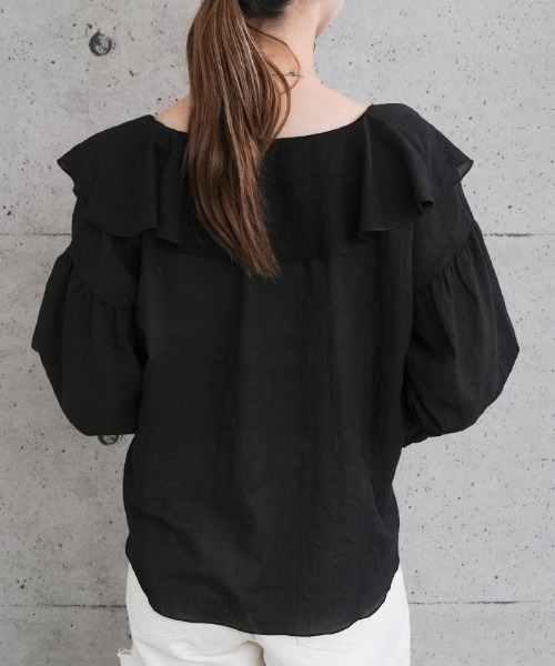 aquagarage（アクアガレージ）の「2wayラッフルフリル襟ブラウス（シャツ/ブラウス・レディース・オフホワイト/ブラック/グリーン系その他・M/L）」の13枚目の写真