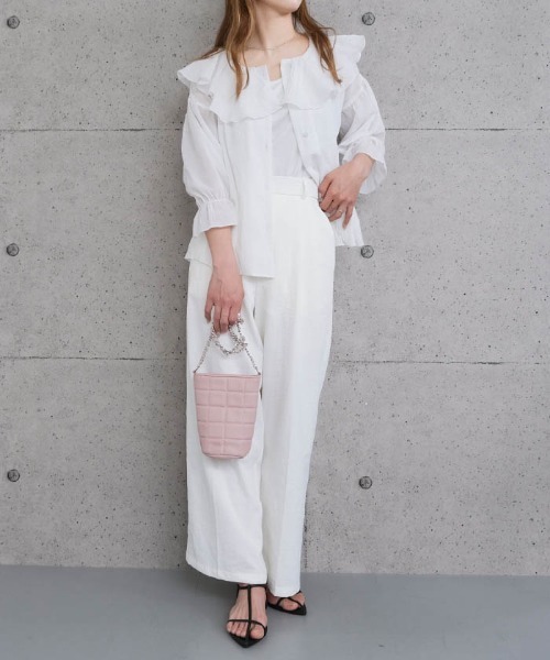 aquagarage（アクアガレージ）の「2wayラッフルフリル襟ブラウス（シャツ/ブラウス・レディース・オフホワイト/ブラック/グリーン系その他・M/L）」の16枚目の写真