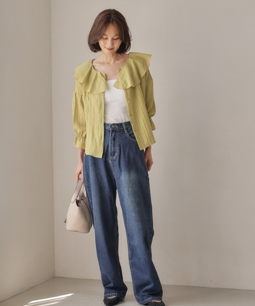 aquagarage（アクアガレージ）の「2wayラッフルフリル襟ブラウス（シャツ/ブラウス・レディース・オフホワイト/ブラック/グリーン系その他・M/L）」の19枚目の写真