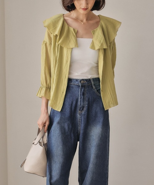 aquagarage（アクアガレージ）の「2wayラッフルフリル襟ブラウス（シャツ/ブラウス・レディース・オフホワイト/ブラック/グリーン系その他・M/L）」の21枚目の写真