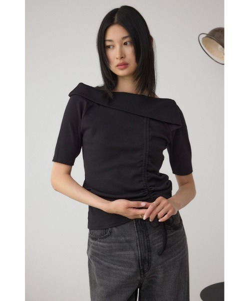 AZUL by moussy(アズールバイマウジー)の「スクエアネックドロストカットトップス(Tシャツ/カットソー・レディース・アイボリー/ブラック/チャコールグレー/レッド・FREE)」の15枚目の写真